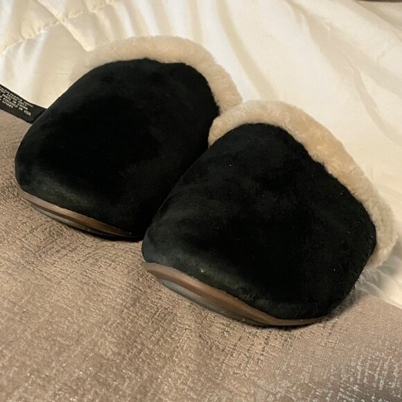 Olukai Womens Loma Hulu Shearling-Lined Leather Soles Slipper Size 7 Black - Picture 6 of 6